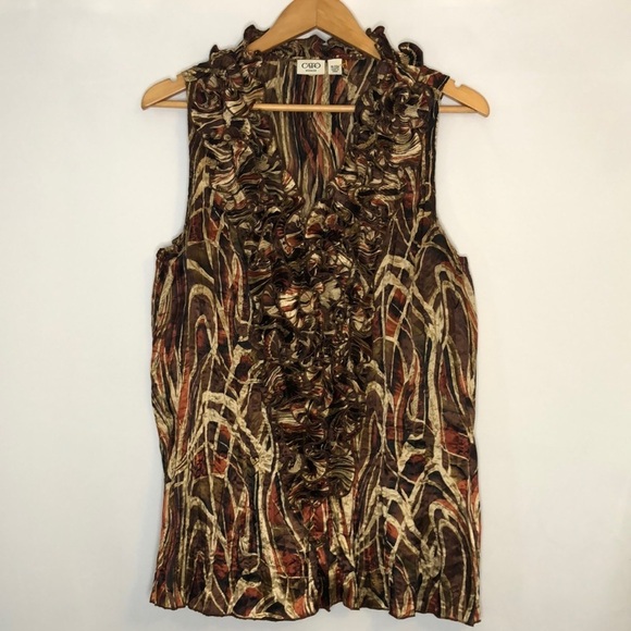 CATO WOMAN Satin Sleeveless Multi Color Brown Top Size 18/20W - Picture 1 of 14